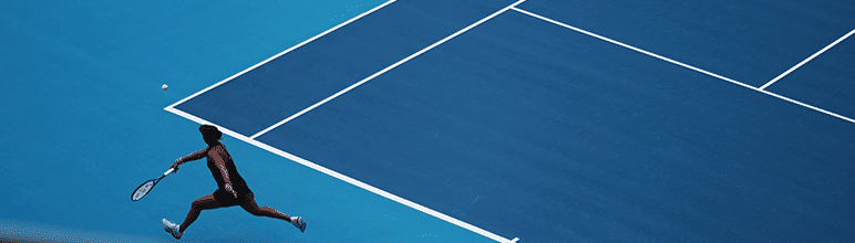 quadra de tênis azul.
