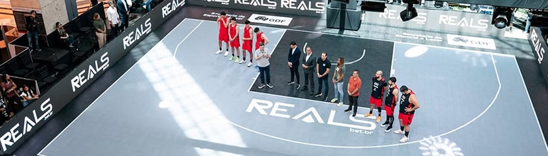 Piso esportivo de basquete 3x3